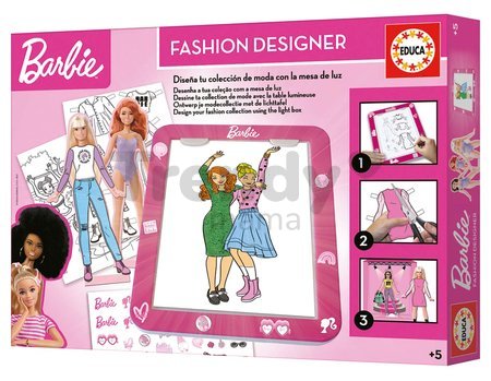 Kreatívne tvorenie s tabletom Fashion Designer Barbie Educa Vytvor si módne návrhy bábik 4 modely od 5 rokov