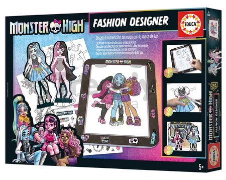 Kreatívne tvorenie s tabletom Fashion Designer Monster High Educa Vytvor si módne návrhy bábik 4 modely od 5 rokov