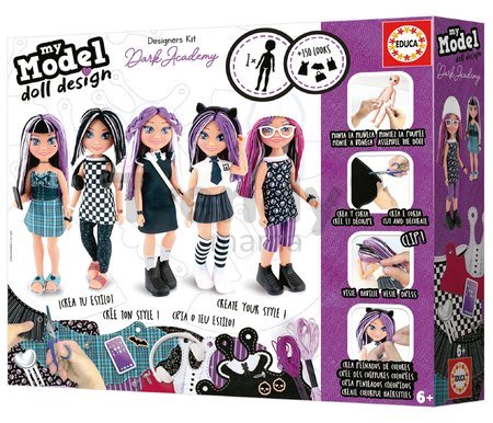 Kreatívne tvorenie My Model Doll Design Dark Academy Educa Vyrob si vlastné gotické bábiky 5 modelov od 6 rokov