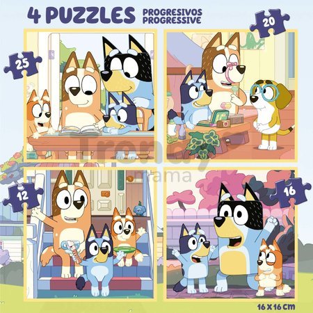 Puzzle Bluey Progressive Educa 12-16-20-25 dielov v kufríku