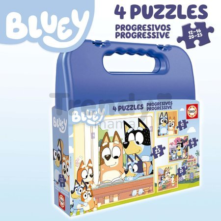 Puzzle Bluey Progressive Educa 12-16-20-25 dielov v kufríku