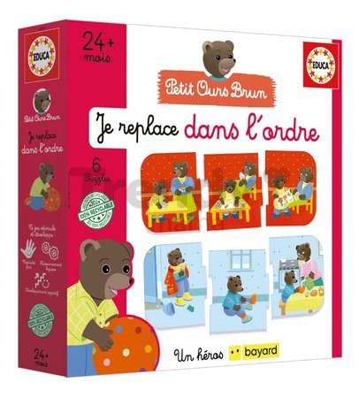 Náučná hra pre najmenších Je replace dans l´ordre Educa Učíme sa logicky vytvárať príbehy s medvedíkmi 6 puzzle dielikov od 24 mes