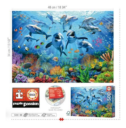 Puzzle Party Under The Sea Educa 500 dielov a Fix lepidlo