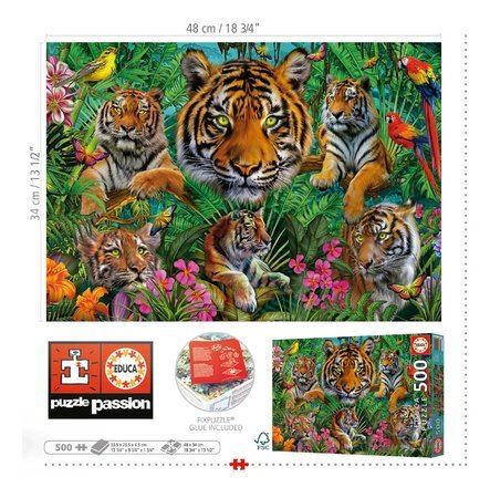 Puzzle Tiger Jungle Educa 500 dielov a Fix lepidlo