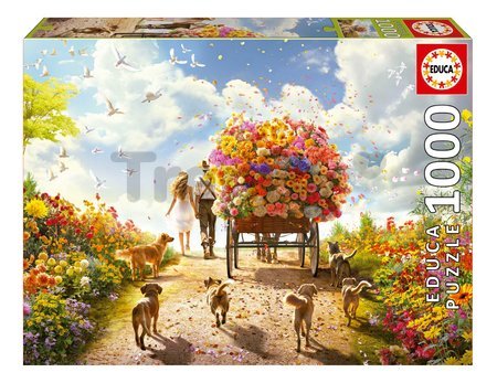 Puzzle Carrying Flowers Educa 1000 dielov a Fix lepidlo