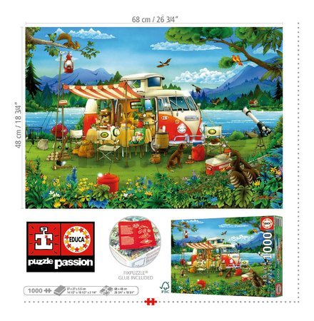 Puzzle Camping Holiday Educa 1000 dielov a Fix lepidlo
