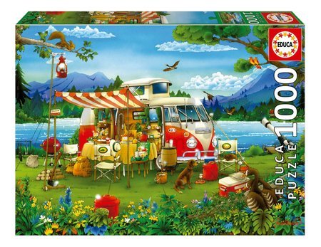 Puzzle Camping Holiday Educa 1000 dielov a Fix lepidlo