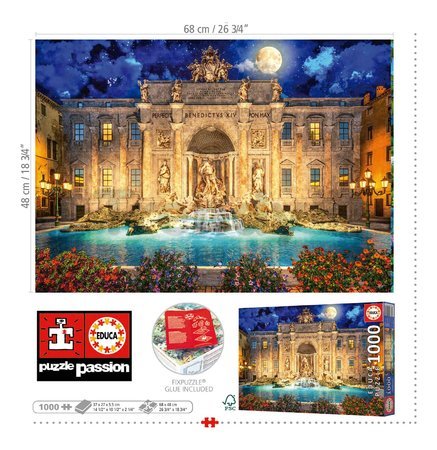 Puzzle Fontana Di Trevi Rome Educa 1000 dielov a Fix lepidlo