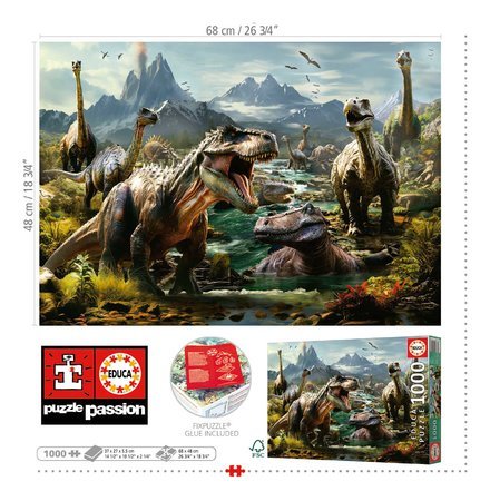 Puzzle Fierce Dinosaurs Educa 1000 dielov a Fix lepidlo