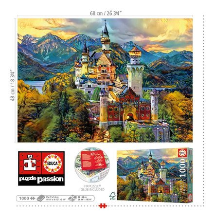 Puzzle Neuschwanstein Castle Educa 1000 dielov a Fix lepidlo