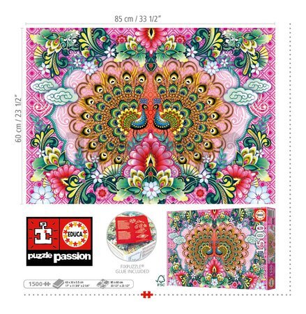 Puzzle Bengal Peacocks Educa 1500 dielov a Fix lepidlo