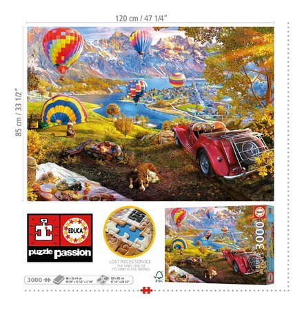 Puzzle Hot Air Balloon Valley Educa 3000 dielov a Fix lepidlo