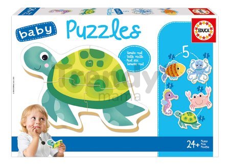 Baby puzzle Morské zvieratká Educa 5-obrázkové od 24 mes