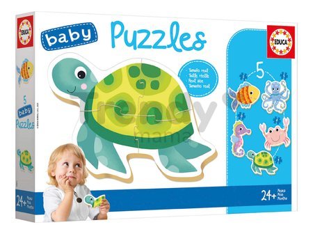 Baby puzzle Morské zvieratká Educa 5-obrázkové od 24 mes