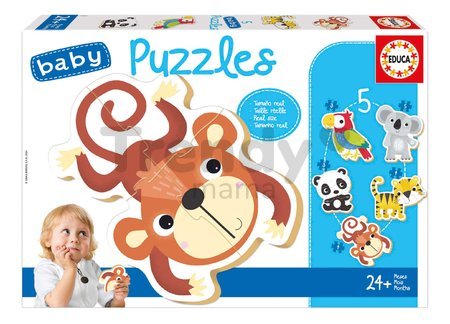 Baby puzzle Exotické zvieratká Educa 5-obrázkové od 24 mes