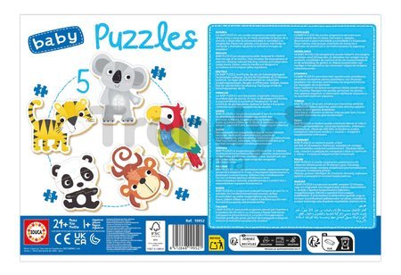 Baby puzzle Exotické zvieratká Educa 5-obrázkové od 24 mes