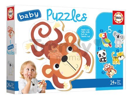 Baby puzzle Exotické zvieratká Educa 5-obrázkové od 24 mes