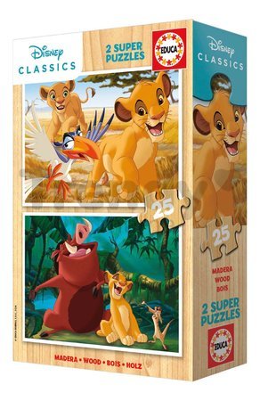 Drevené puzzle Leví kráľ Disney Educa 2x25 dielov