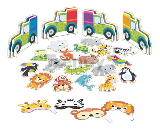 Pamäťová hra so zvieratkami a maskami Memo Zoo Educa pre 2-4 hráčov v španielčine, angličtine, francúzštine a portugalčine od 3 rokov EDU19975