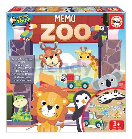 Pamäťová hra so zvieratkami a maskami Memo Zoo Educa pre 2-4 hráčov v španielčine, angličtine, francúzštine a portugalčine od 3 rokov EDU19975