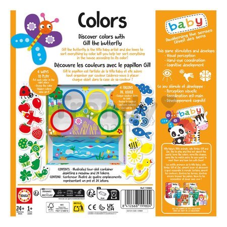 Náučná hra pre najmenších Discover the colours Butterfly Greta Educa Učíme sa farby so zvieratkami v angličtine a francúzštine od 24 mes