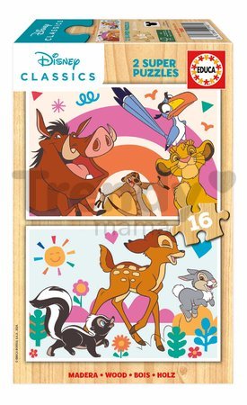 Drevené puzzle Animals Disney Educa 2x16 dielov