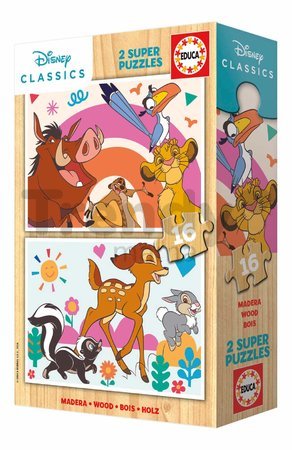 Drevené puzzle Animals Disney Educa 2x16 dielov