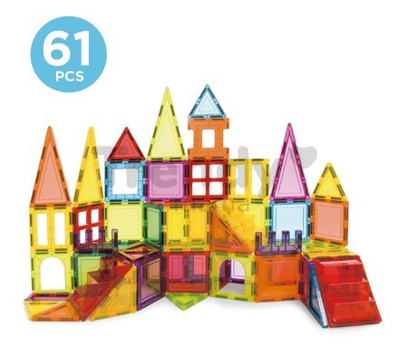Stavebnica 3D magnetická veľká Magnetics Building Tiles Educa 61 farebných priehľadných dielikov