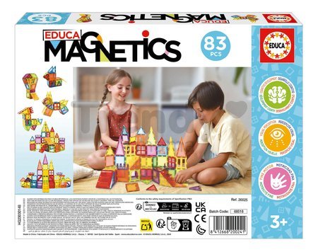 Stavebnica 3D magnetická extra veľká  Magnetics Building Tiles Educa 83 farebných dielikov