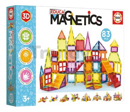 Stavebnica 3D magnetická extra veľká  Magnetics Building Tiles Educa 83 farebných dielikov