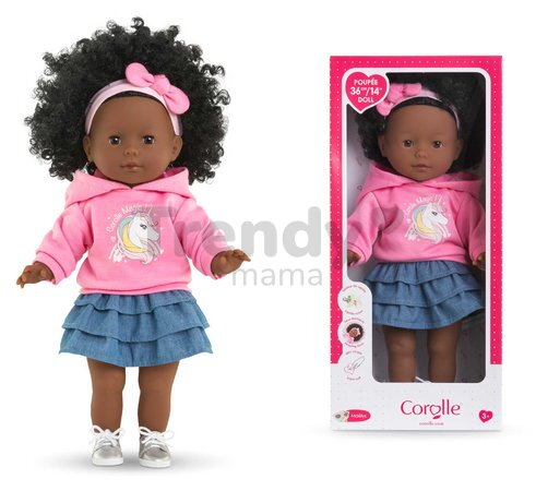 Bábika Maëlys Ma Corolle čierne kučeravé vlasy a hnedé klipkajúce oči 36 cm