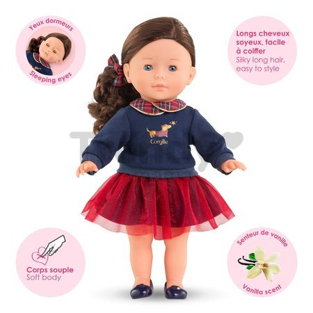 Bábika Perle Corolle Holidays Ma Corolle vianočná edícia hnedé vlasy a modré klipkajúce oči 36 cm