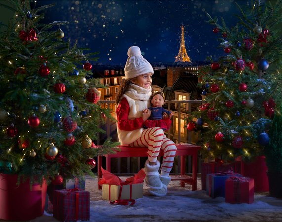 Bábika Perle Corolle Holidays Ma Corolle vianočná edícia hnedé vlasy a modré klipkajúce oči 36 cm