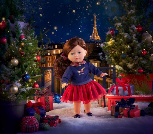 Bábika Perle Corolle Holidays Ma Corolle vianočná edícia hnedé vlasy a modré klipkajúce oči 36 cm