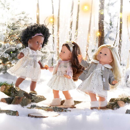 Bábika Elise Enchanted Woods Ma Corolle dlhé hnedé vlasy a modré žmurkajúce oči v zimnom outfite 36 cm