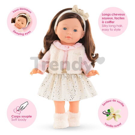 Bábika Elise Enchanted Woods Ma Corolle dlhé hnedé vlasy a modré žmurkajúce oči v zimnom outfite 36 cm