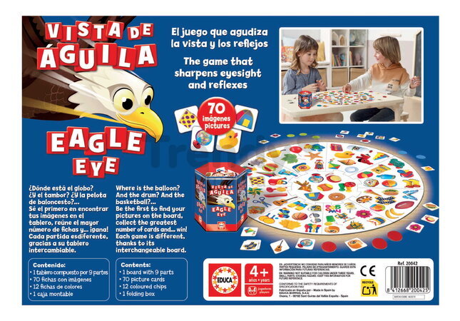 Spoločenská hra Orlí zrak My first Eagle Eye Educa 70 obrázkových kariet v angličtine a španielčine od 4 rokov