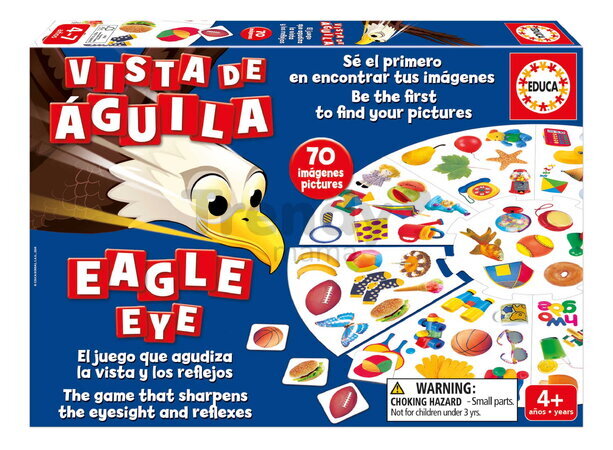 Spoločenská hra Orlí zrak My first Eagle Eye Educa 70 obrázkových kariet v angličtine a španielčine od 4 rokov