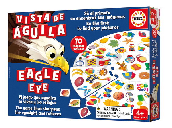 Spoločenská hra Orlí zrak My first Eagle Eye Educa 70 obrázkových kariet v angličtine a španielčine od 4 rokov