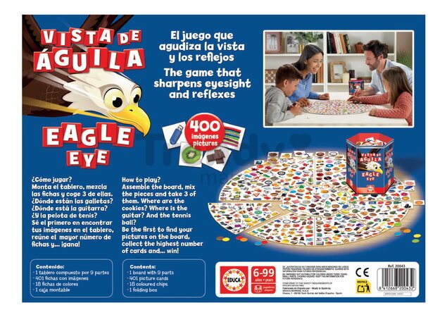 Spoločenská hra Orlí zrak My first Eagle Eye Educa 400 obrázkov v angličtine a španielčine od 6 rokov EDU20043
