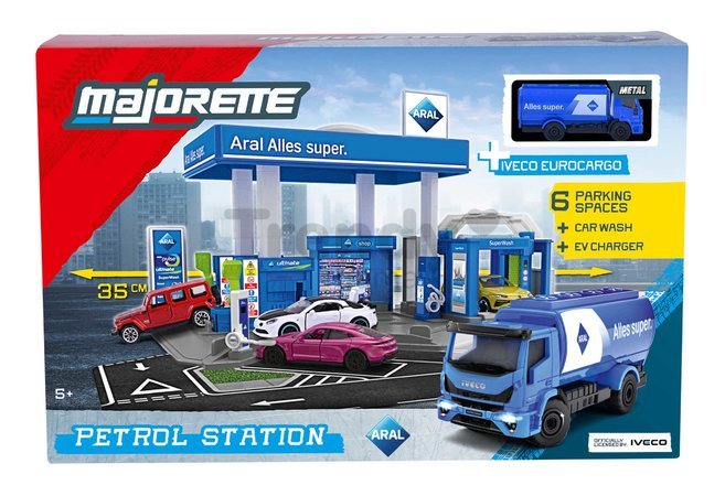 Garáž čerpacia stanica s umývačkou Petrol Station Majorette so 6 parkovacími miestami a autíčkom od 5 rokov MJ2006000