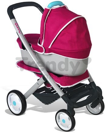 Kočík pre bábiku Maxi Cosi & Quinny 3v1 Smoby (65,5 cm rúčka) ružovo-modrý
