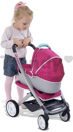 Kočík pre bábiku Maxi Cosi & Quinny 3v1 Smoby (65,5 cm rúčka) ružovo-modrý