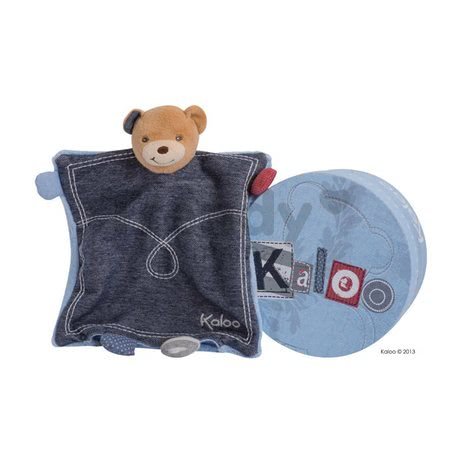 Plyšový medvedík bábkové divadlo Blue Denim-Doudou Kaloo 18 cm v darčekovom balení pre najmenších modrý