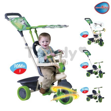 Trojkolka Safari Zebra Touch Steering smarTrike zeleno-šedá od 10 mes