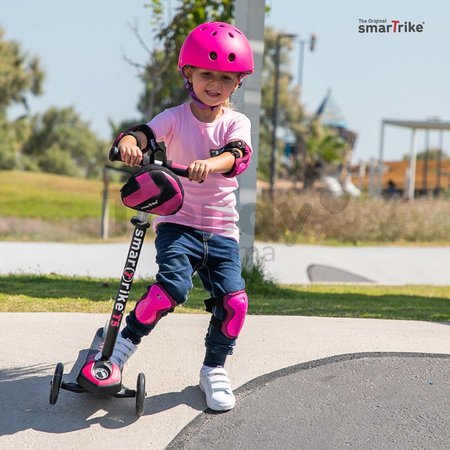 Kolobežka T5 smarTrike so svietiacimi kolesami s batohom a nastaviteľnou rúčkou nosnosť 50 kg ružová