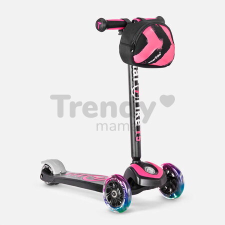 Kolobežka trojkolesová so svietiacimi kolesami a batohom T5 Pink smarTrike s nastaviteľnými riadidlami nosnosť 20 kg