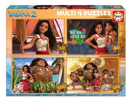 Puzzle Multi 4 Vaiana 2 Educa 50-80-100-150 dielov od 5 rokov