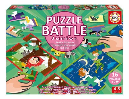 Puzzle Battle rozprávky Stories Junior Educa 16 druhov puzzle 144 dielikov a 16 kariet s obrázkami od 4 rokov