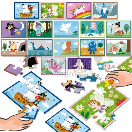 Puzzle Battle fantázia Fantasy Junior Educa 16 druhov puzzle 144 dielikov a 16 kariet s obrázkami od 4 rokov